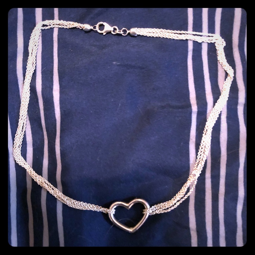 Sterling silver heart choker necklace